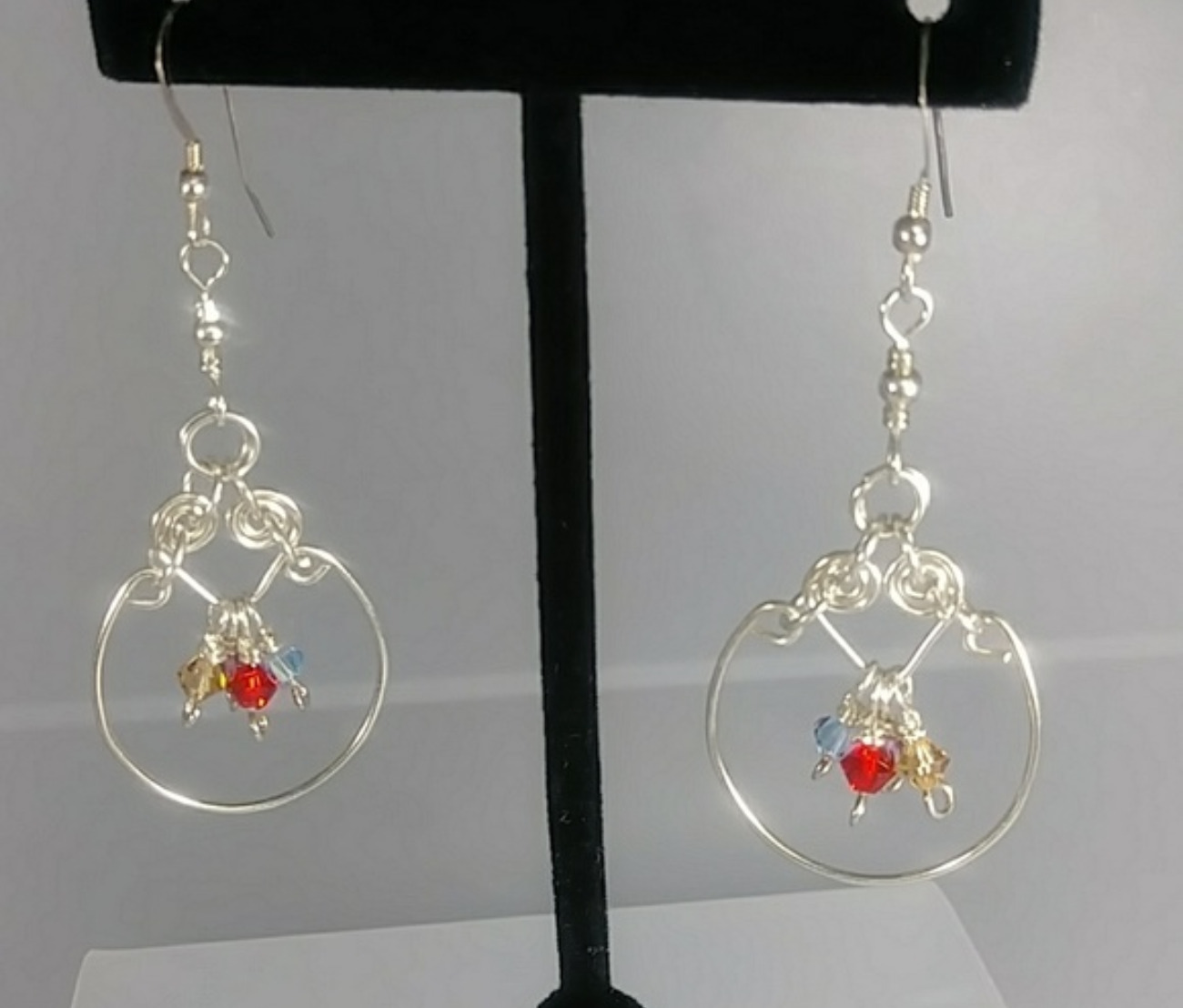 (631 - EAR) - Description: Earrings: Sterling Silver Wire - Swarovski Crystal (Sterling Silver Earwire) - Dimension: 2 1/2 ' L (Inches)